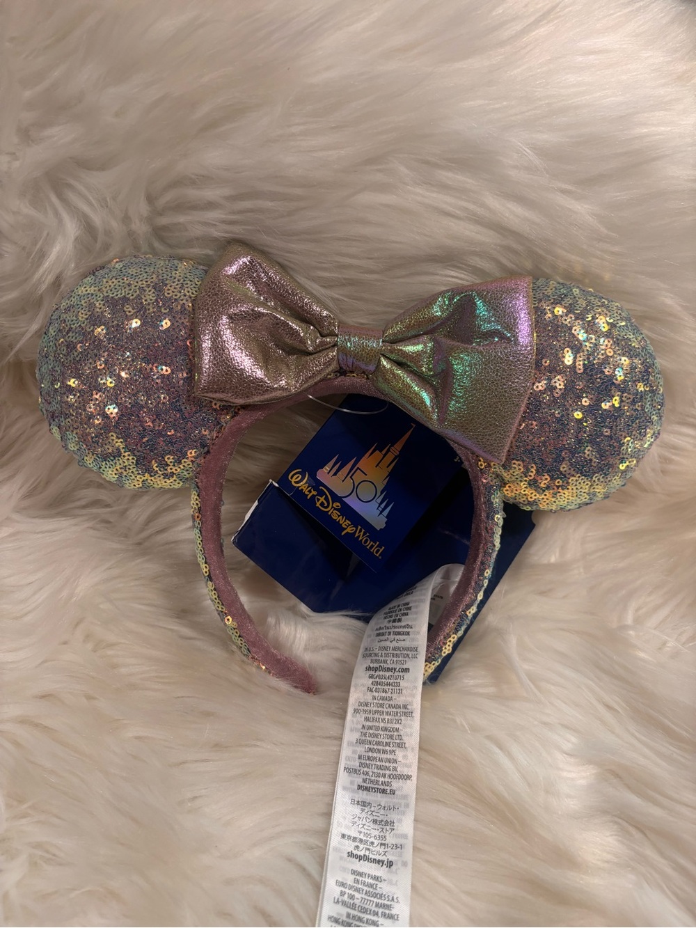 New Disney World 50th Anniversary Celebration Minnie Ears Iridescent Headband